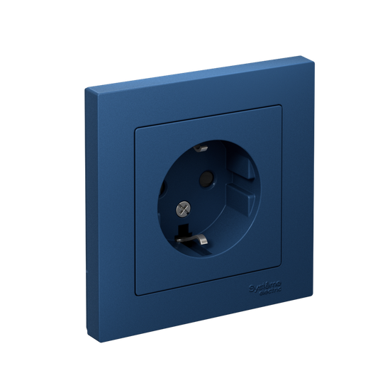 Розетка AtlasDesign 16А с заземл. со шторками в сборе аквамарин SE ATN001144