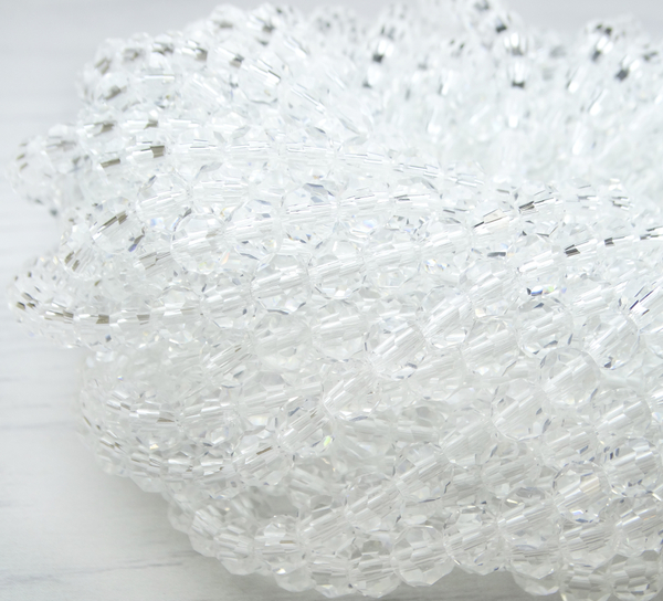 БШ001НН6 Хрустальные бусины "32 грани", цвет: белый прозрачный, размер 6 мм, кол-во: 39-40 шт.