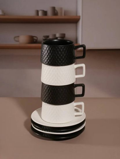 Чайная пара , узор "Неровности " белые