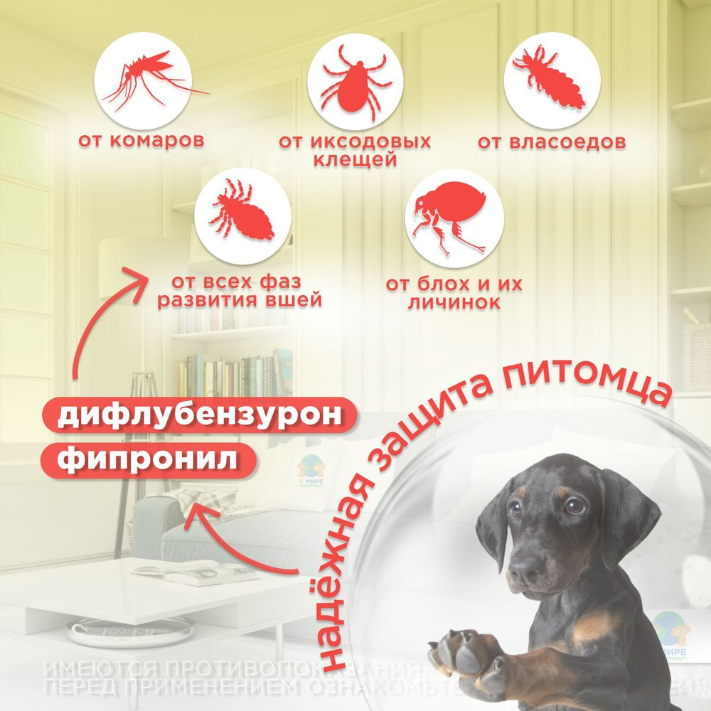 Капли от блох и клещей АВЗ БАРС ФОРТЕ для щенков, 4 пипетки/0,1 мл