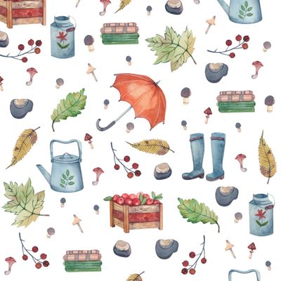 Осенние предметы на белом фоне.