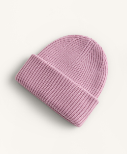 Oysho Вязаная шапка с помпоном из смесовой шерсти, розовый