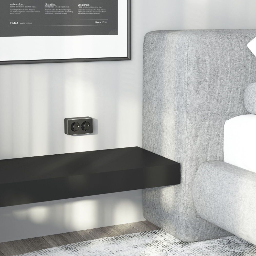 Розетка двойная с заземлением Gallant черный с серебром W5072134 W5072134