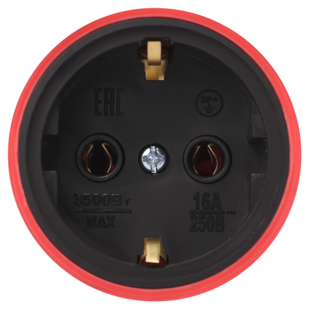 Розетка ЭРА RX11-R-IP44 каучуковая c заземлением 16А IP44 прямая красная | Штепсельные вилки и розетки