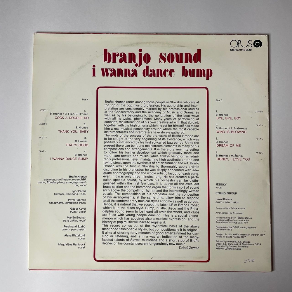 Винтажная виниловая пластинка LP Branjo Sound I Wanna Dance Bump (Чехословакия 1979)