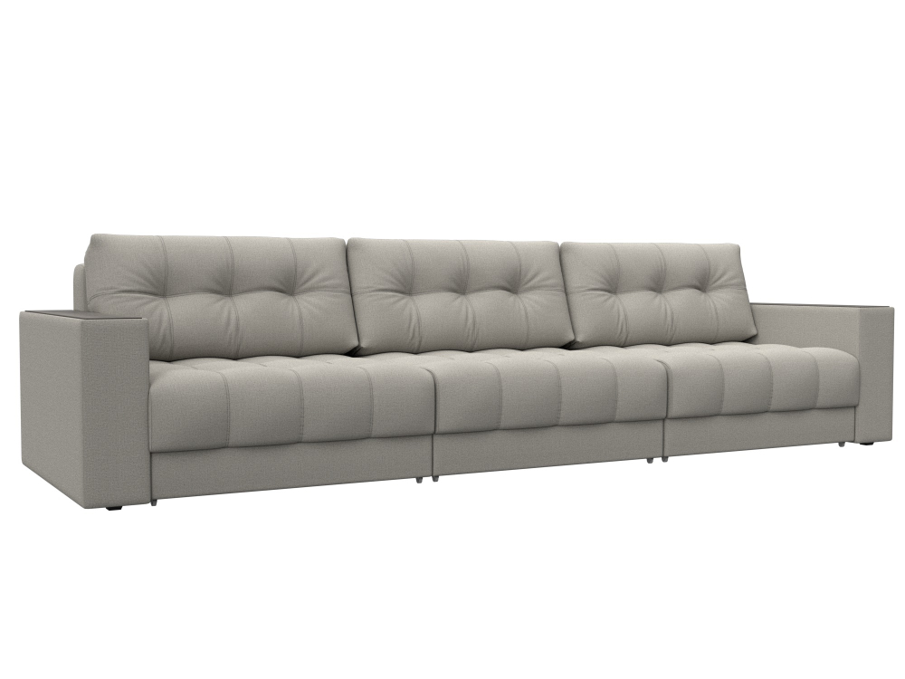 Диван прямой с декором Лига-049 НПБ Лонг, Амур 02 РОГОЖКА бежевый