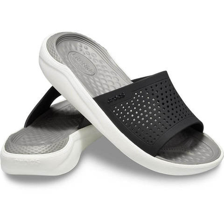 white slide crocs