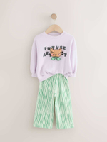 Толстовка и брюки широкие в комплекте для девочки Next E54-953, Сиреневый, Зеленый