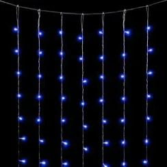Светодиодный занавес 2*2 м., 400 синих LED ламп, облегченный, прозрачный провод ПВХ, LTC (PCL400NOT-10-2B)