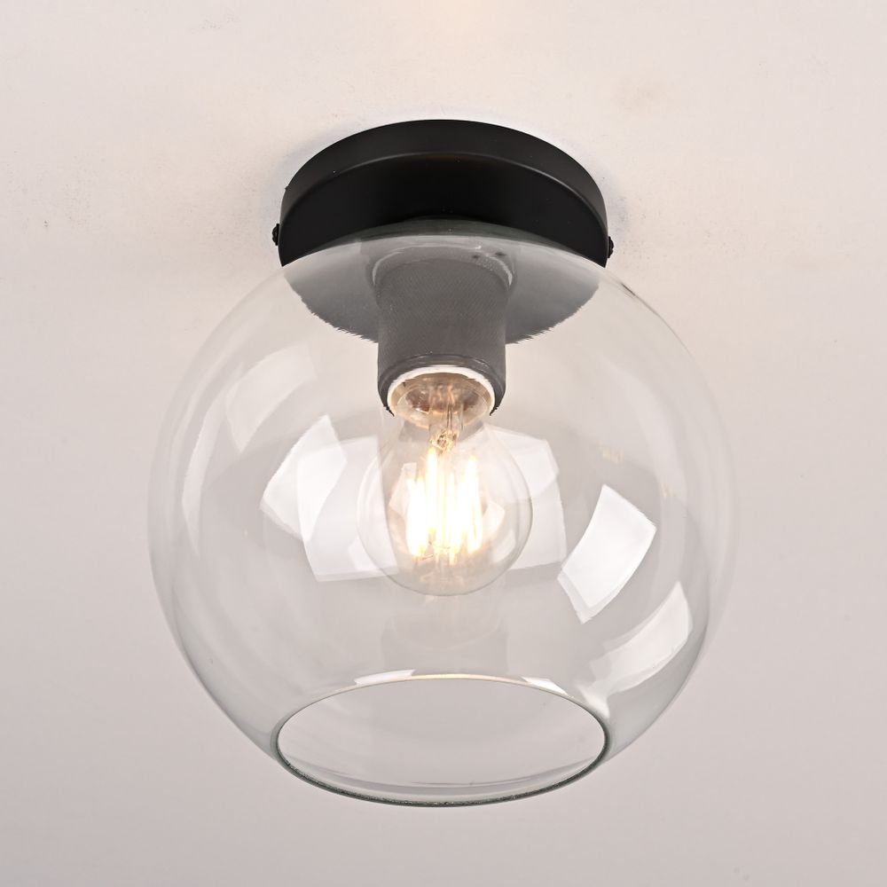 Потолочный Светильник Rh Utilitaire Globe Shade Flushmount Black By Imperiumloft