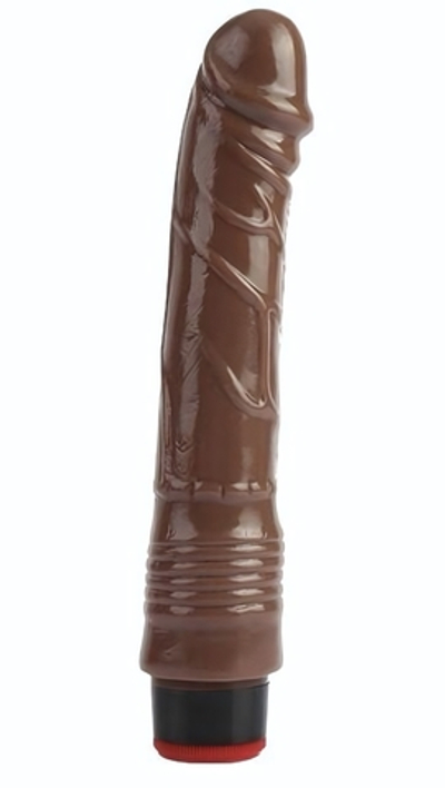 Коричневый вибратор-реалистик 9 Vibrating Dildo - 22,5 см. (Цвет: коричневый)