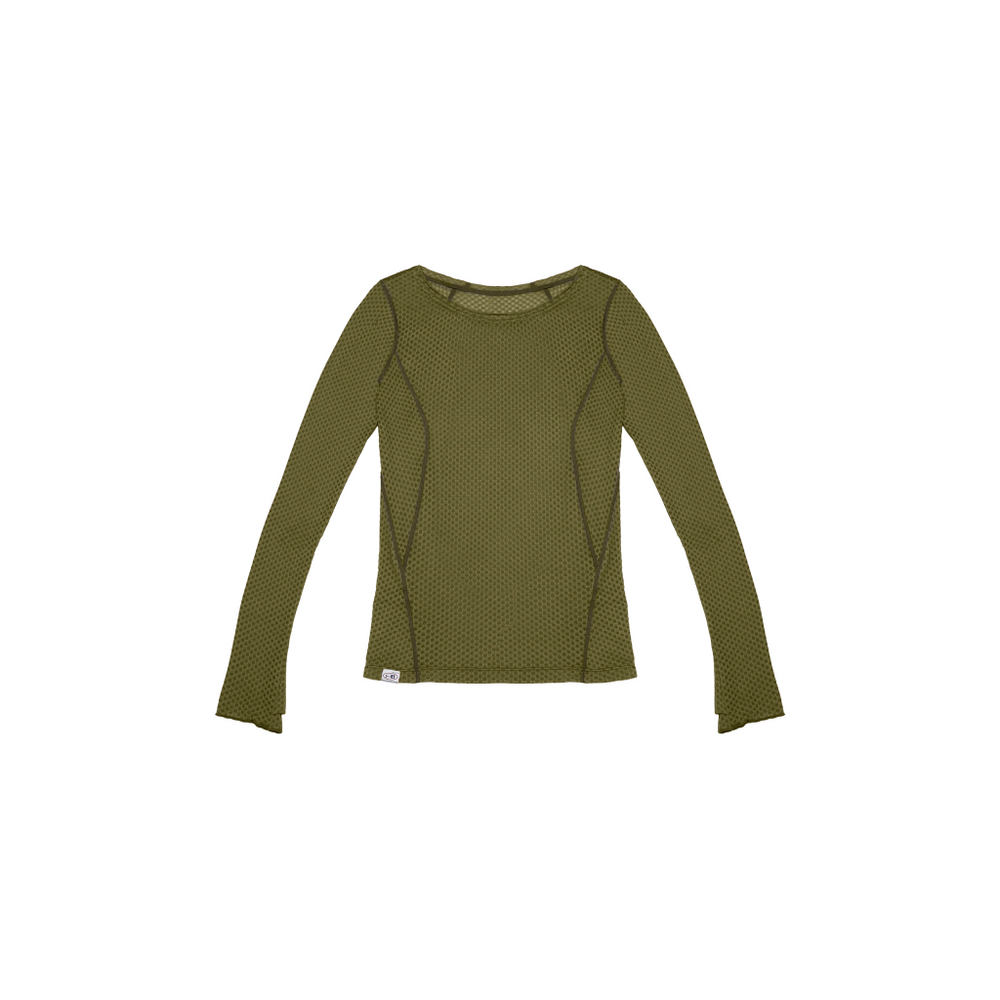 Лонгслив Nothomme Blue Wool Jacquard Mesh T-shirt "Olive Green" Women's