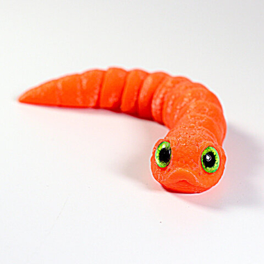 Гибкая игрушка-антистресс, змея с глазами, 3D печать, 13 см., оранжевая