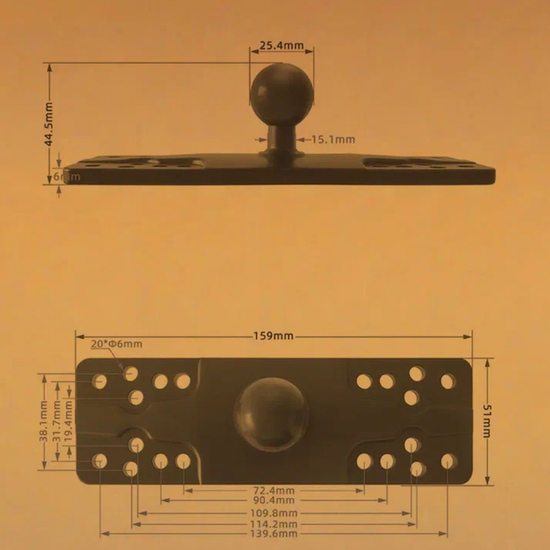 Площадка для эхолота 159х51 мм типоразмер B шар 1 дюйм алюминий (N-Star)