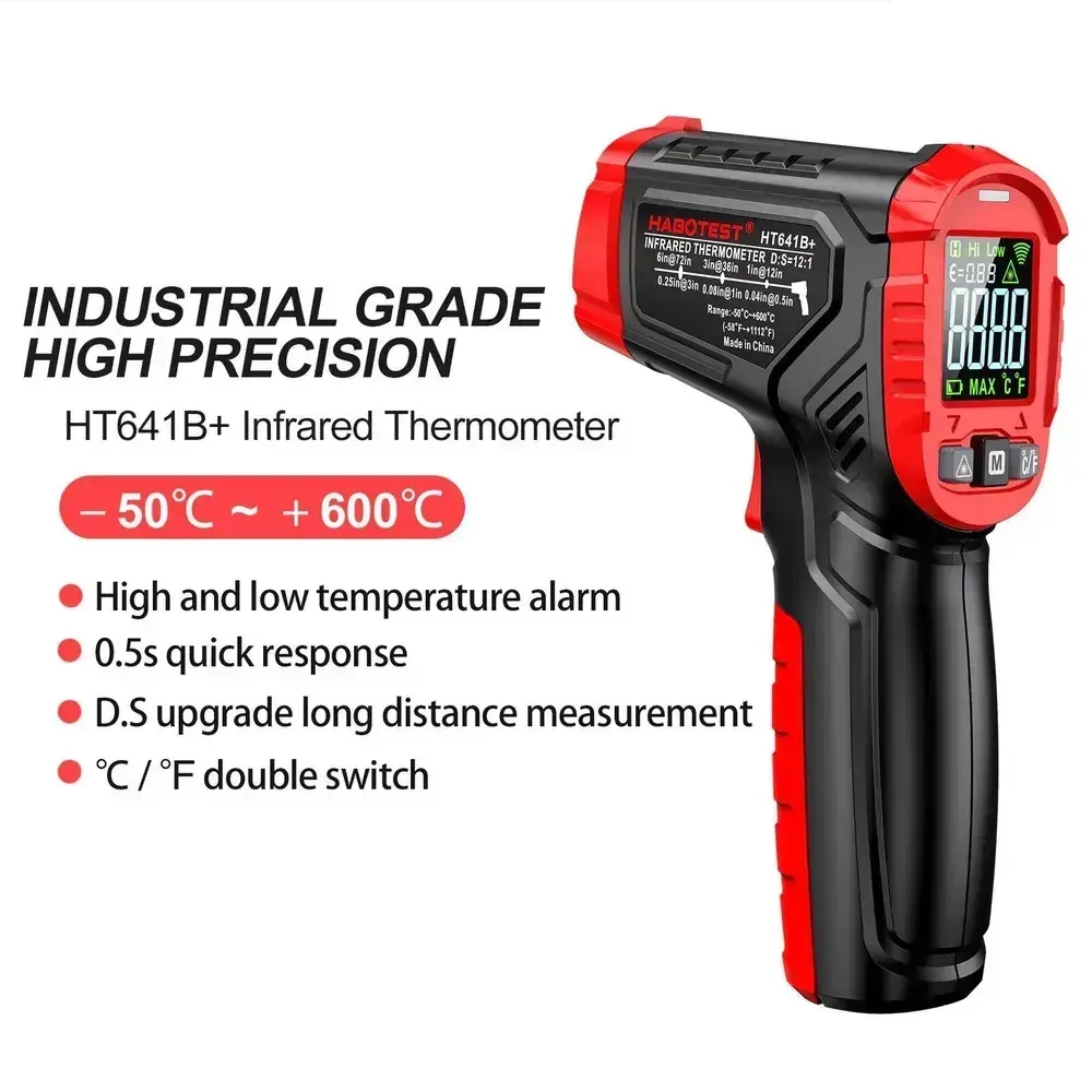 Пирометр HT641B+ Habotest бесконтактный инфракрасный термометр -50 град ... +600 град