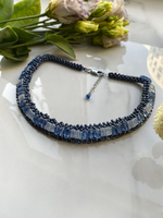 Чокер/стойка ручной работы из бисера и камня Кианит