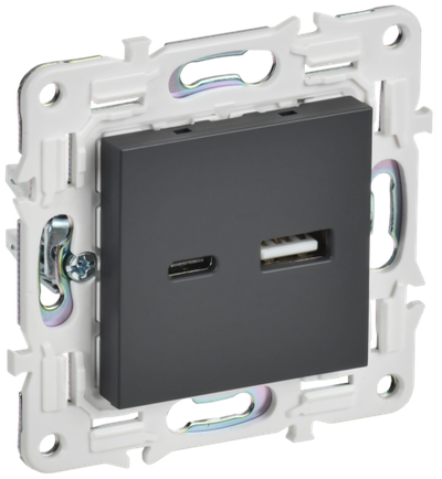SKANDY Розетка USB A+C 18Вт SK-R13T титан IEK