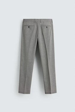 ZARA КОСТЮМНЫЕ БРЮКИ REGULAR FIT С УЗОРОМ «ГУСИНАЯ ЛАПКА», ЧЕРНЫЙ/БЕЛЫЙ