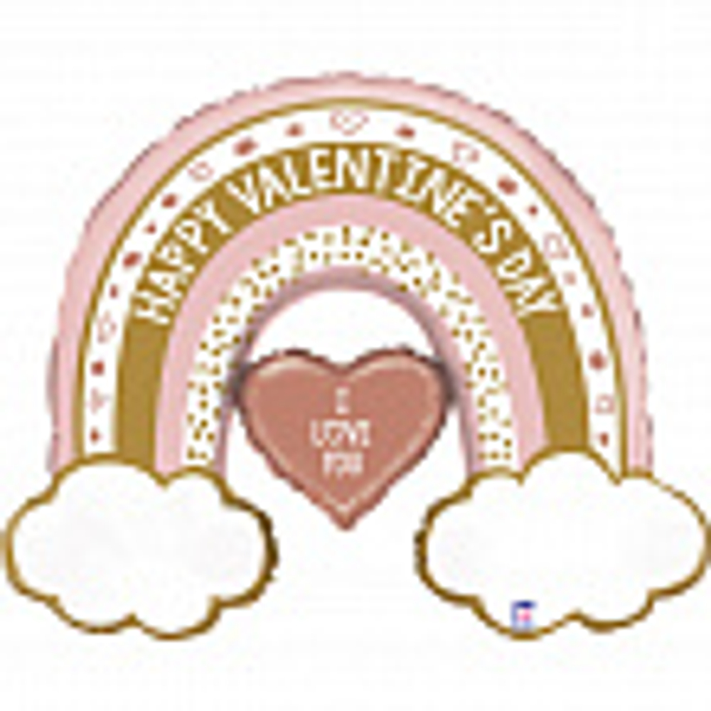 G 40 Радуга БОХО с валентинкой в упаковке / Rose Gold Valentine Rainbow / 1 шт /, Фольгированный