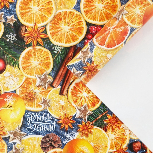 Бумага НГ «Пряные мандарины», 70×100 см, глянцевая, 1 шт