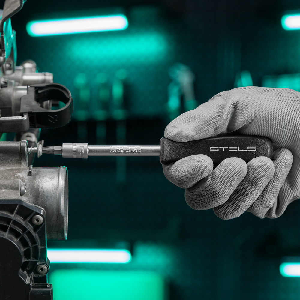 Набор инструментов, 1/4", 3/8", 1/2", Cr-V, S2, усиленный кейс, 151 предмет Stels