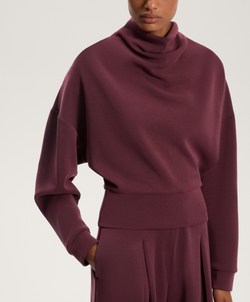 Oysho Толстовка с воротником-стойкой из мягкого модала, темно-гранатовый