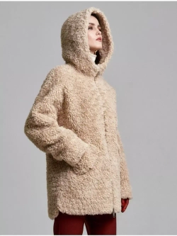 Шуба женская чебурашка тедди экомех, бежевая, SilverFox