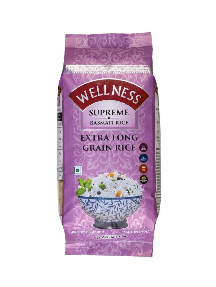 Рис WellNess Basmati Supreme Extra long 1 кг, 2 шт