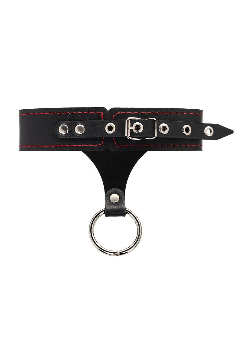 Черный высокий ошейник с поводком (Цвет: черный)
