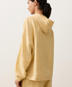 Oysho Куртка с капюшоном в полоску из 100% льна, светло-желтый