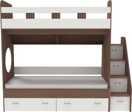 Двухъярусная кровать КарИВи Юниор 1 80x160 Бодего Темный Белый