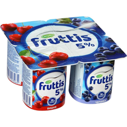 Йогурт Fruttis Дыня-манго/Банан-клубника 5% 115 гр