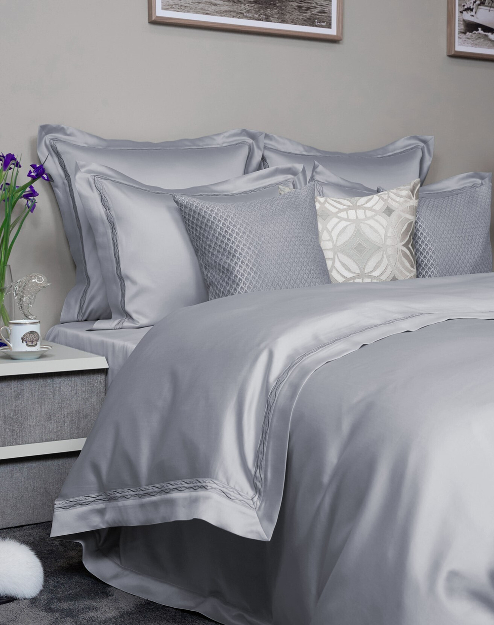 Постельное белье 2 спальное евро Сlaire Batiste Atelier Loire серое