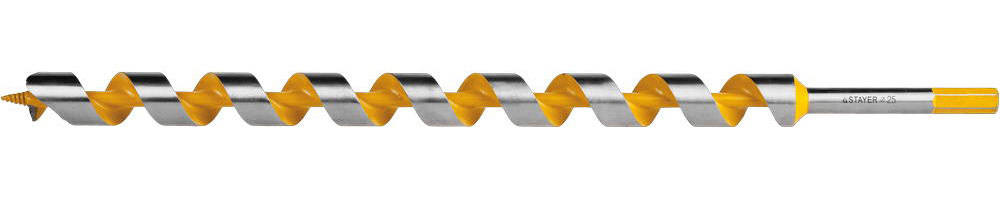 STAYER Spiral 25x450/360мм, сверло левиса по дереву, шестигранный хвостовик