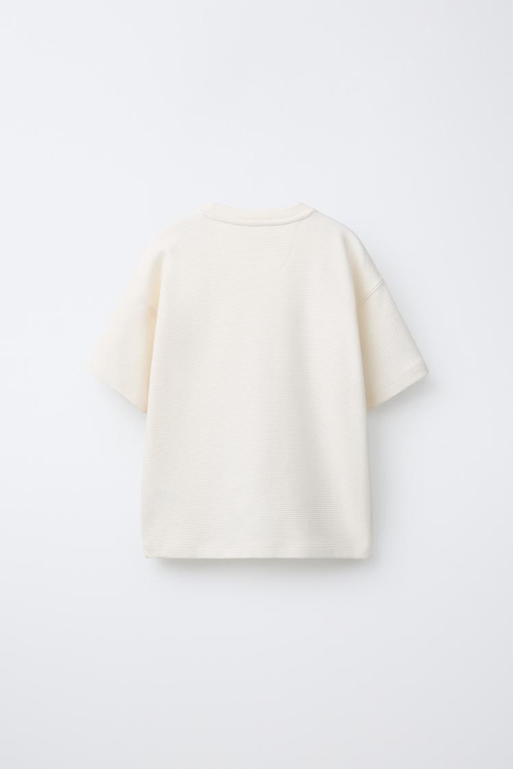 ZARA ФУТБОЛКА ИЗ ТКАНИ ОТТОМАН С НАШИВКОЙ, ЭКРЮ