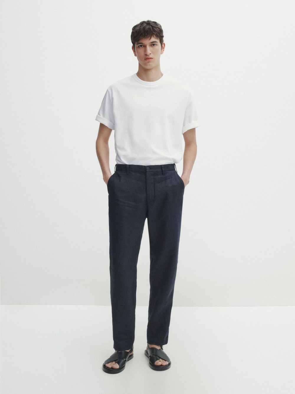 Massimo Dutti 100% льняные брюки, темно-синий