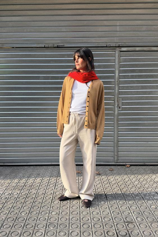 ZARA БРЮКИ ИЗ ТРИКОТАЖА ИНТЕРЛОК С ЭФФЕКТОМ ПОТЕРТОСТИ, ЭКРЮ