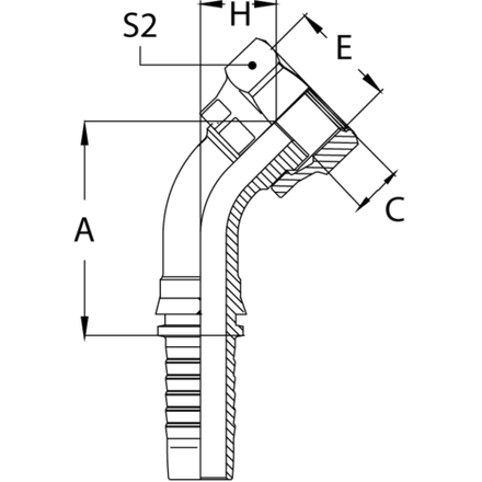 Фитинг DN 32 ORFS (Г) 1.11/16 (45) накидная гайка