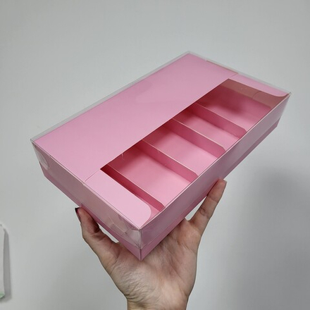 Коробка под эклеры и эскимо 25*15*5 см Розовая матовая