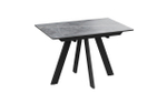 Стол кухонный обеденный раздвижной Черный муар/Керамика матовая серый мрамор 120(160)х80х76 см