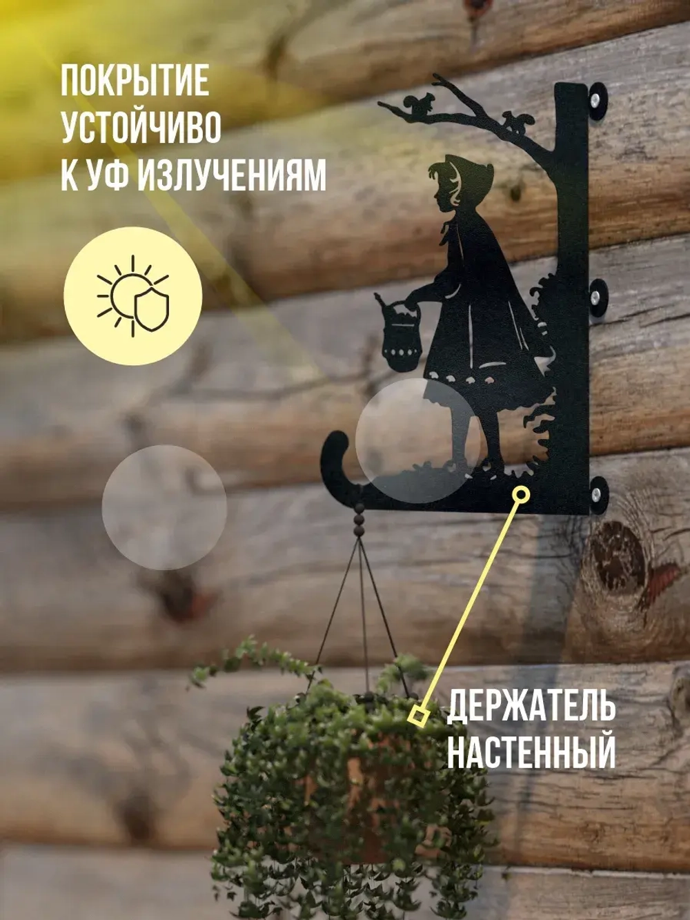 Кронштейны для кашпо Красная шапочка и Волк 2 шт черный