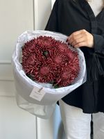 Моно из одноголовой хризантемы бордового оттенка 9 шт