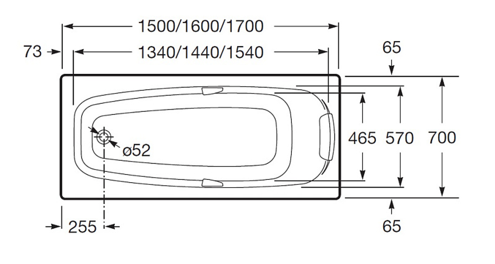 Ванна акриловая Roca SURESTE прямоугольная 160х70