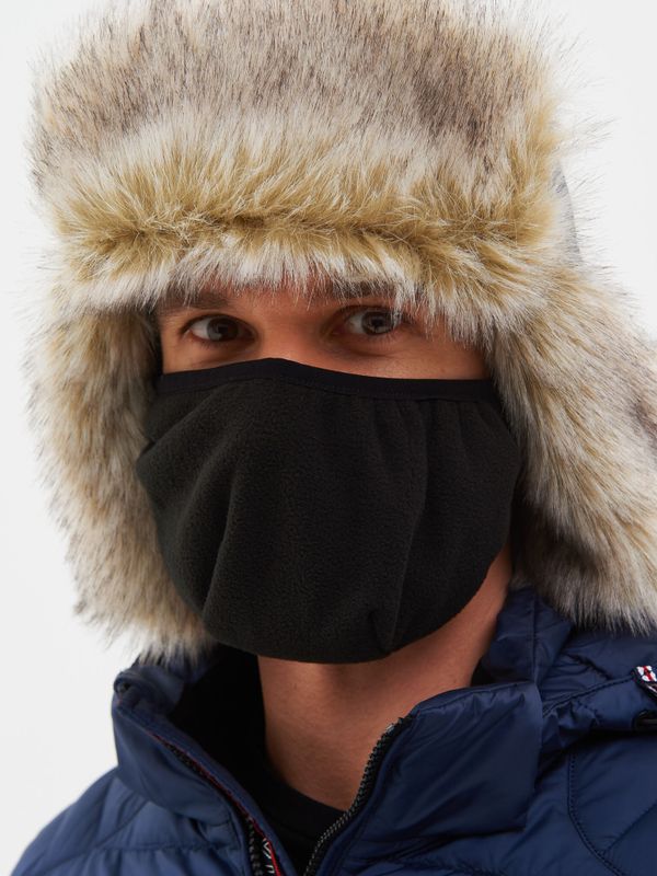 Шапка ушанка зимняя Yakutia цвет Тёмно-синий ткань Galaxy Breathable иск. мех Волк