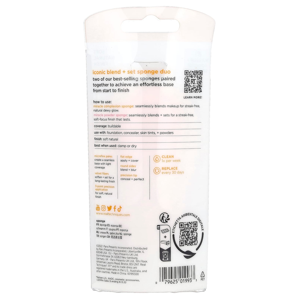 Real Techniques, Iconic Blend + Set Sponge Duo, 2 шт.