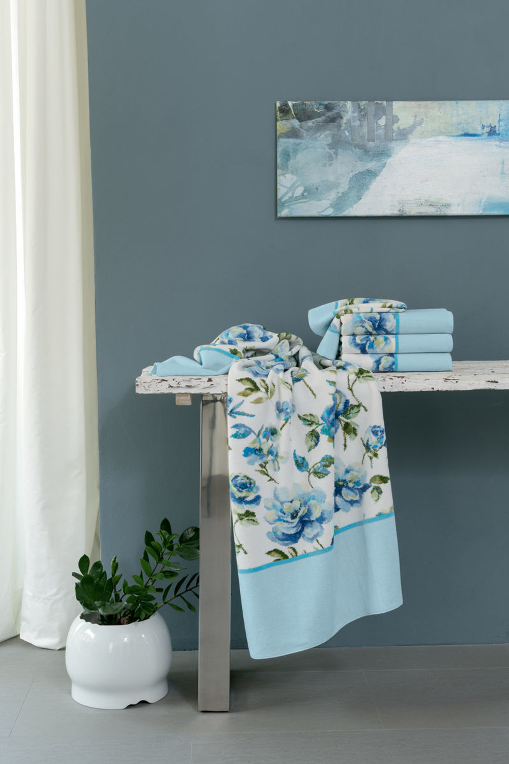 Полотенце 75x150 Feiler Diana White 222-229 sky-pool