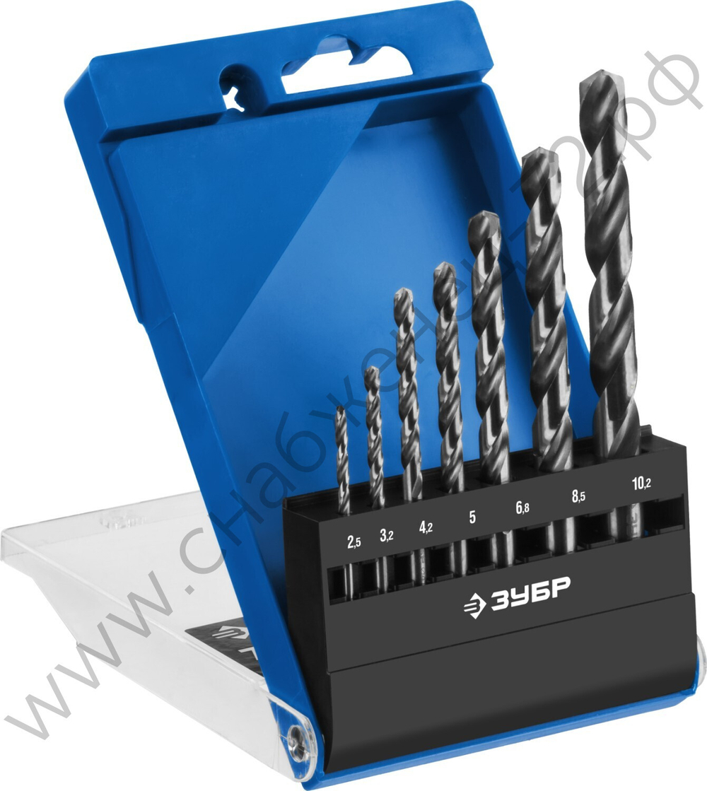 ЗУБР ПРОФ-А 7шт(2.5-10.2мм), Набор сверл по металлу, резьбовой, сталь Р6М5, класс А