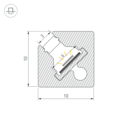Профиль c экраном SL-KANT-H10-SQUARE-2000 CHAMPAGNE GOLD (Arlight, Алюминий+пластик) 055320