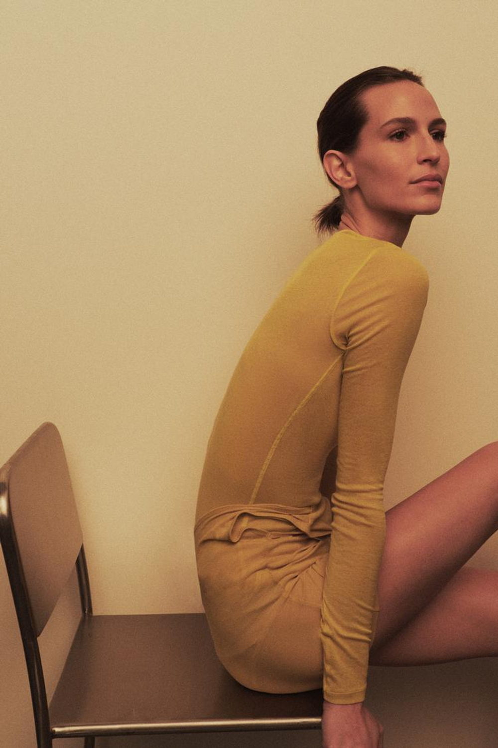 ZARA ФУТБОЛКА SUPIMA® С ДЛИННЫМИ РУКАВАМИ, ЖЕЛТЫЙ