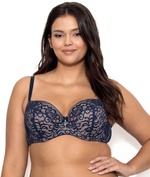 Бюстгальтер на косточках Eunika с пуш-ап вкладышами (Размер: 80E) (Цвет: темно-синий)